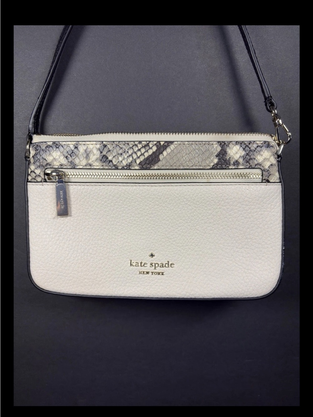 kate spade Purse Leila Convertible Wristlet Wallet Clutch Snake Embossed